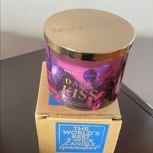 NIB Bath & Body Works DARK KISS 3 Wick Candle HARD TO FIND